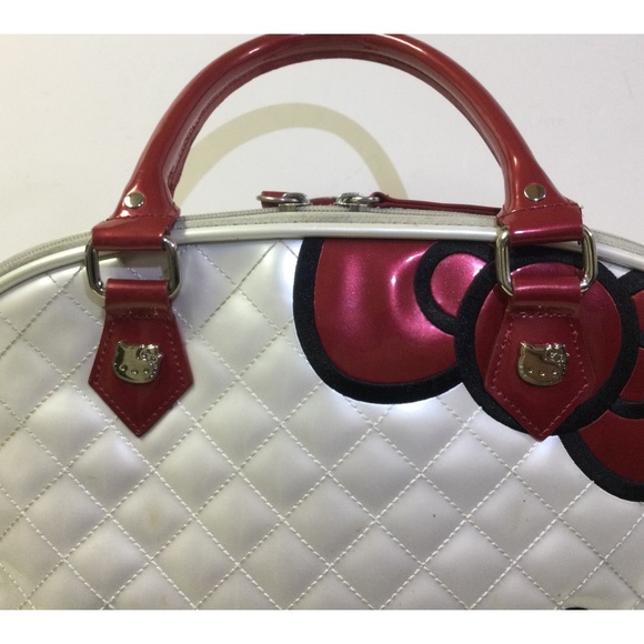 Loungefly Hello Kitty Quilted Faux Patent Leather Dome Satchel - Picture 6 of 15